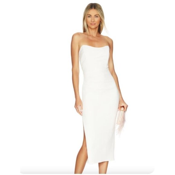 NEW Katie May Ashun Strapless White Midi Dress with Cutout Back NWT - Size S - Picture 1 of 11